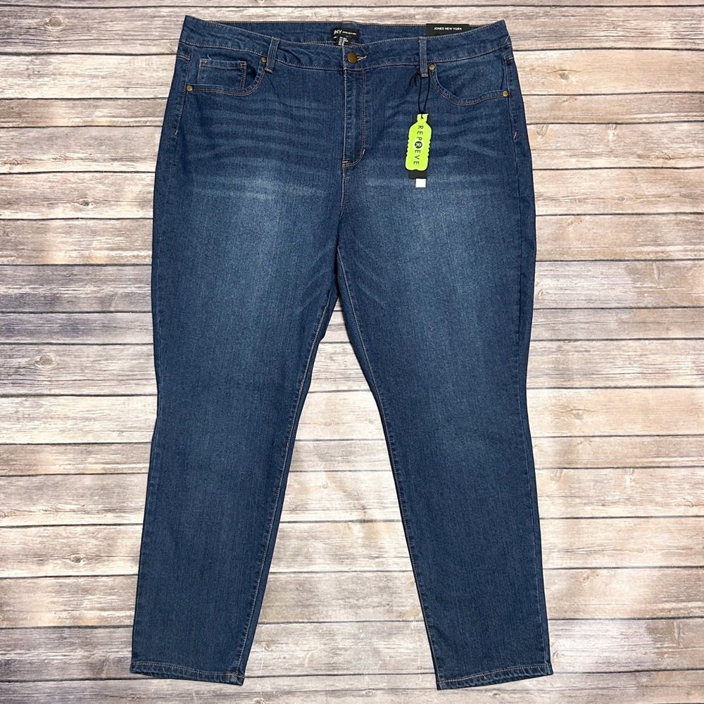 Jones New York Woman Medium Wash High Waist Skinny Ankle Length Jeans 22W NWT